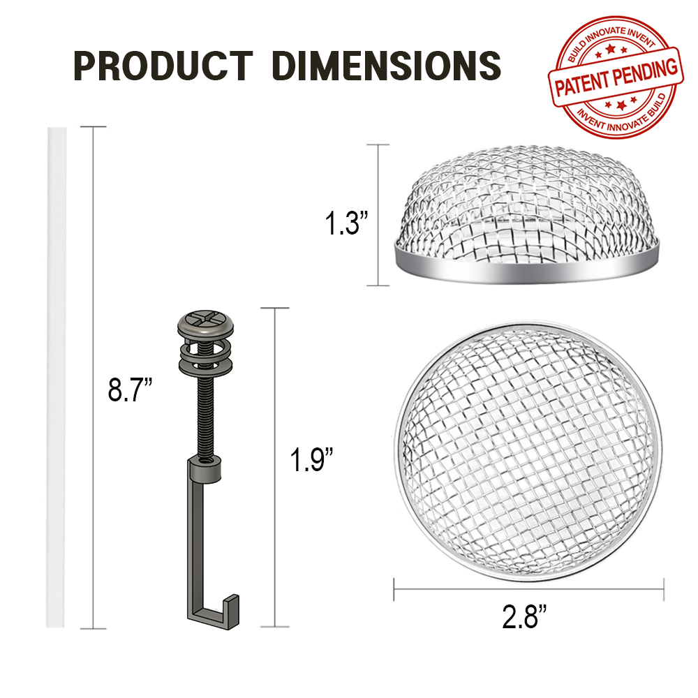RV Furnace Vent Screen 2 Pack, Stainless Steel Mesh, C-Hook Lock & Silicone Seal, (2.8 Round 2set)