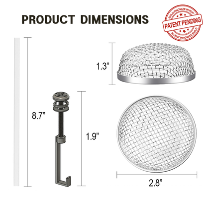RV Furnace Vent Screen 2 Pack, Stainless Steel Mesh, C-Hook Lock & Silicone Seal, (2.8 Round 2set)
