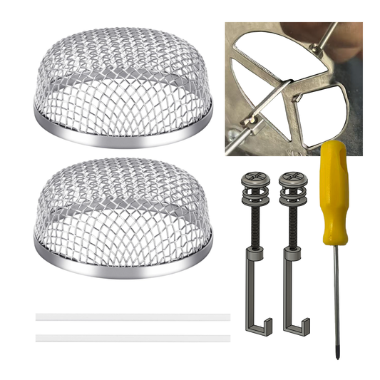 RV Furnace Vent Screen 2 Pack, Stainless Steel Mesh, C-Hook Lock & Silicone Seal, (2.8 Round 2set)