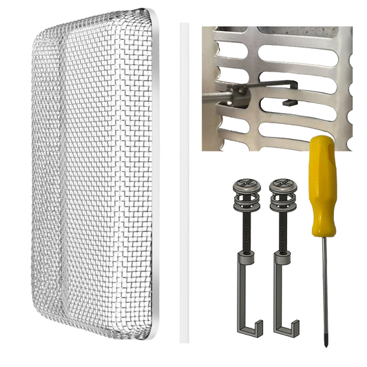 RV Furnace Vent Screen 1 Pack, Stainless Steel Mesh, C-Hook Lock & Silicone Seal, (8.5 x 5.9)