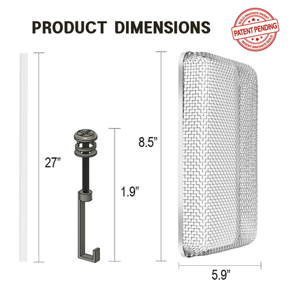 RV Furnace Vent Screen 1 Pack, Stainless Steel Mesh, C-Hook Lock & Silicone Seal, (8.5 x 5.9)