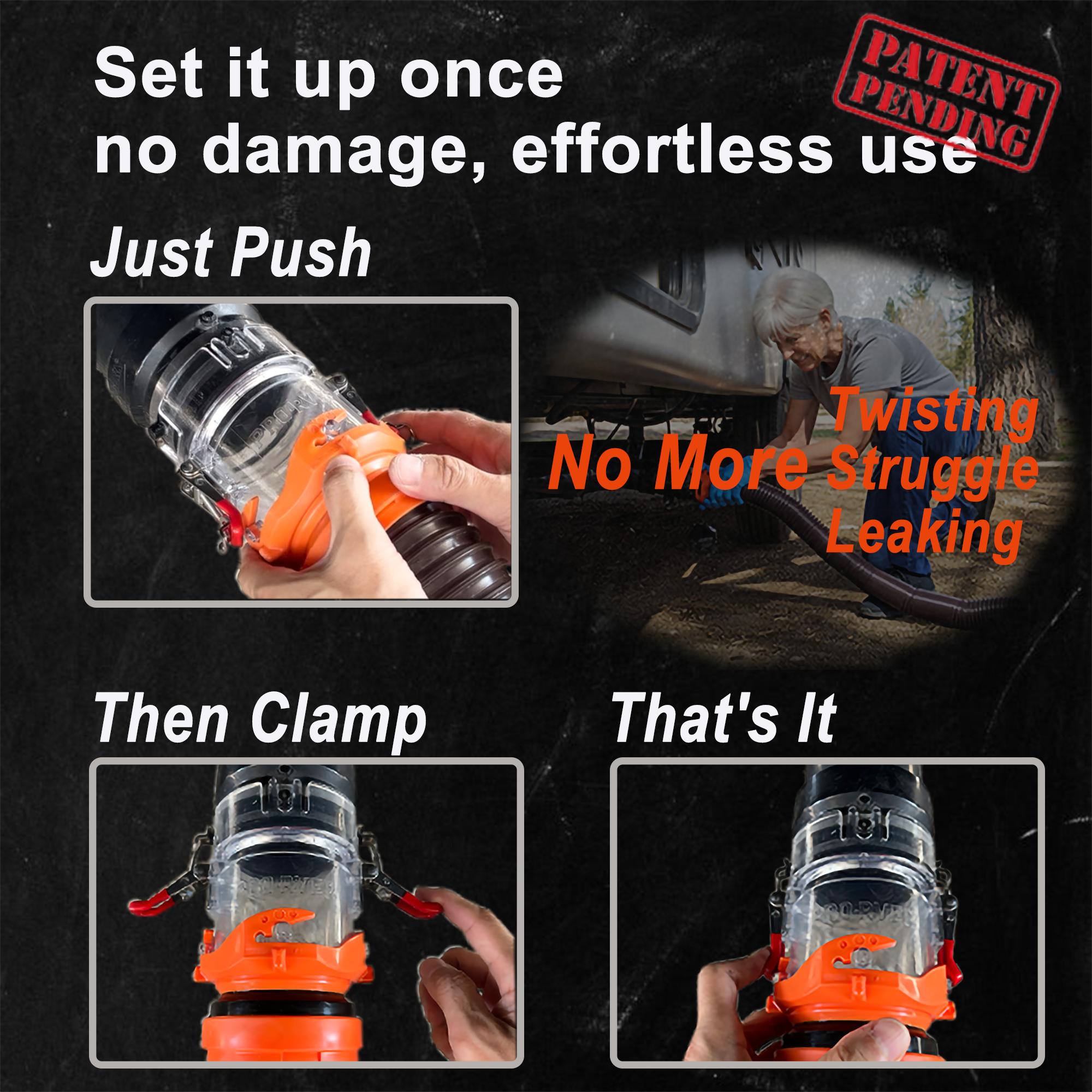 RV Push & Lock Sewer Connector