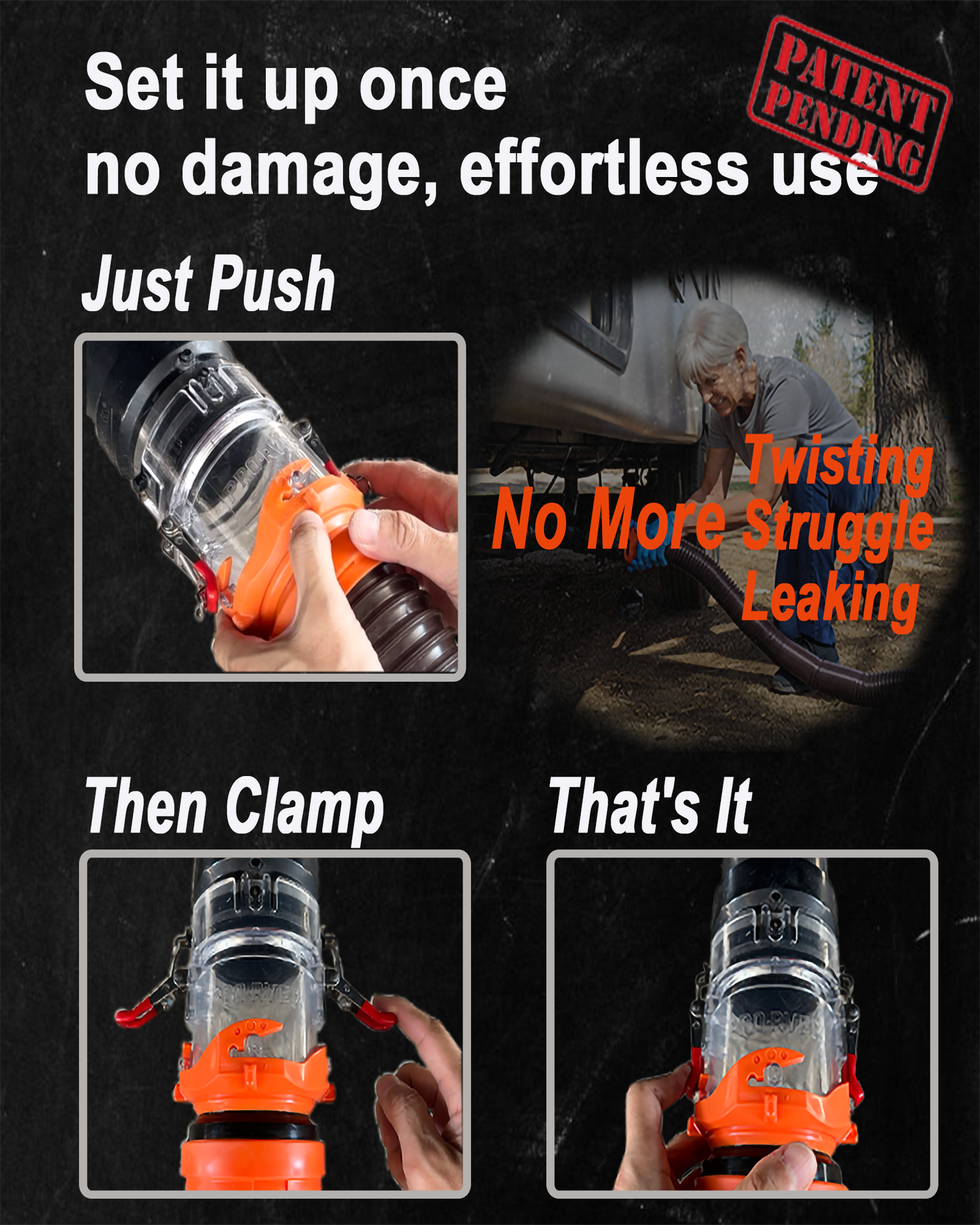 RV Push & Lock Sewer Connector