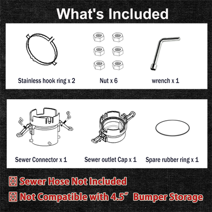 RV Push & Lock Sewer Connector ( Connector 1pcs, Outlet Cap 1pcs )