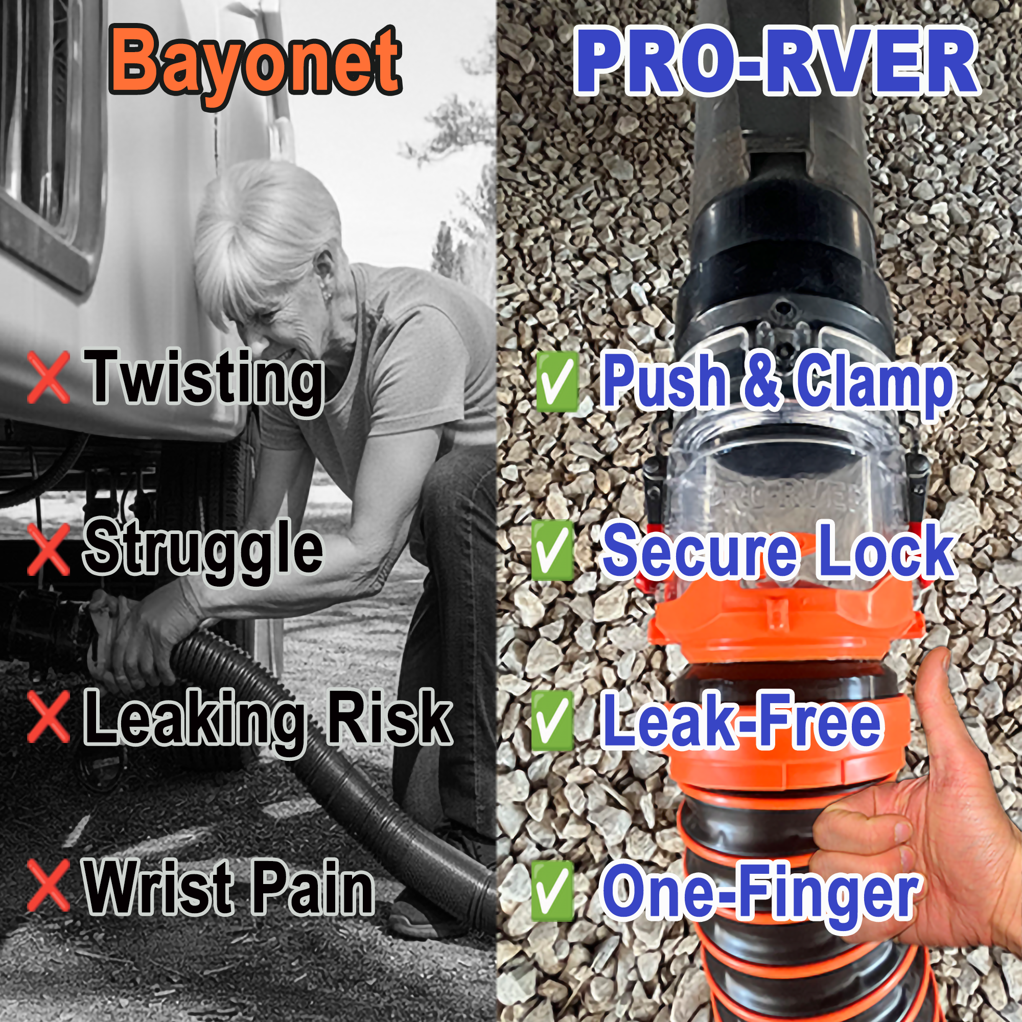 RV Push & Lock Sewer Connector