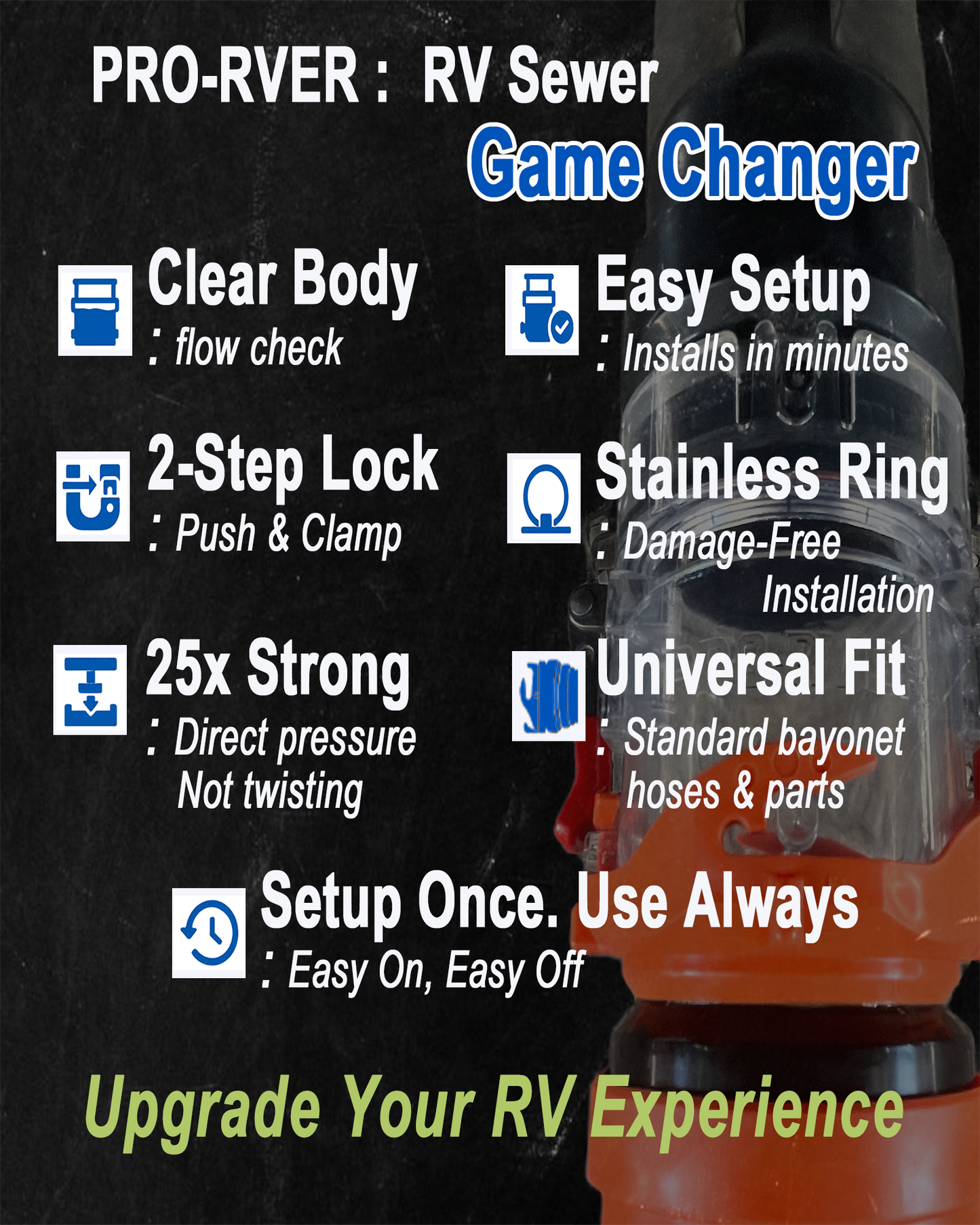 RV Push & Lock Sewer Connector